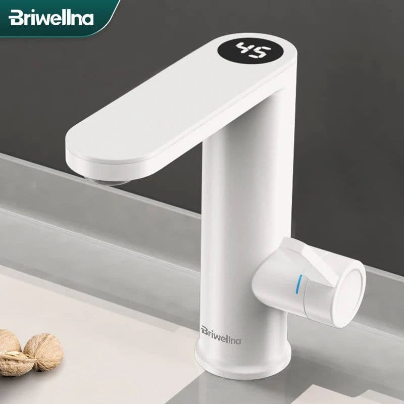 image-Briwellna Water Heater 220V 2 in 1 Basin Faucet Cold and Hot Water Tap Tankless Water Heater Flowing Eectric Faucet Heated Mixer
