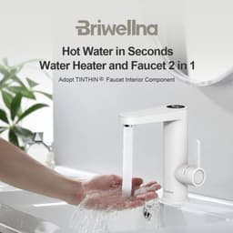 image-Briwellna Water Heater 220V 2 in 1 Basin Faucet Cold and Hot Water Tap Tankless Water Heater Flowing Eectric Faucet Heated Mixer