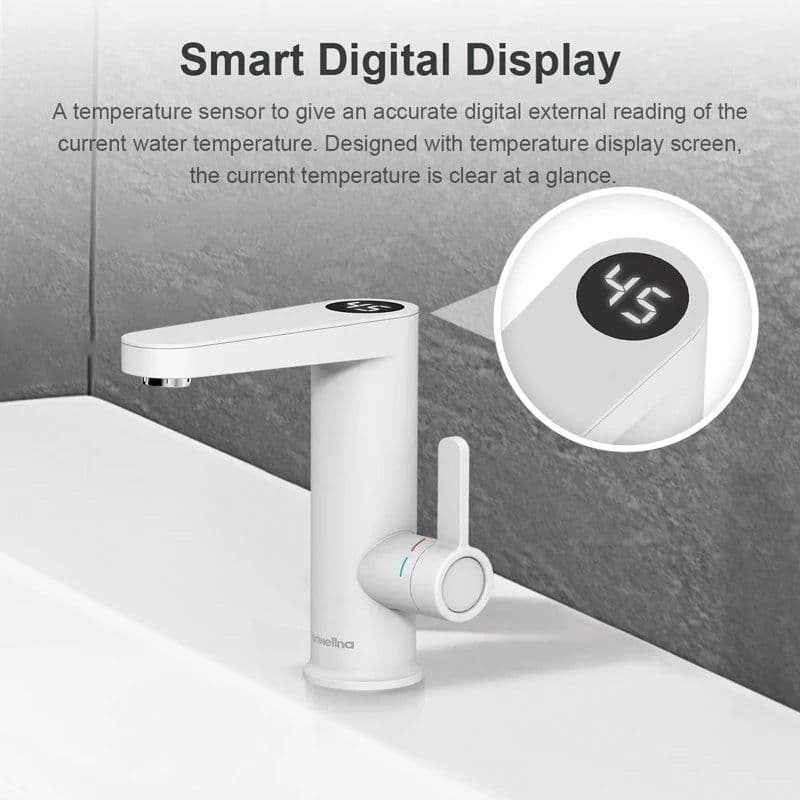 image-Briwellna Water Heater 220V 2 in 1 Basin Faucet Cold and Hot Water Tap Tankless Water Heater Flowing Eectric Faucet Heated Mixer