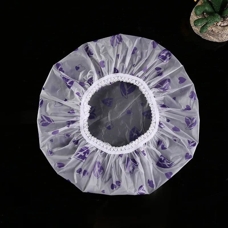 image-Waterproof Bath Hat Thickened Waterproof and Oil Fume Cap Women Spa Hair Salon Supplies Shower Cap Bathroom Caps Accessories