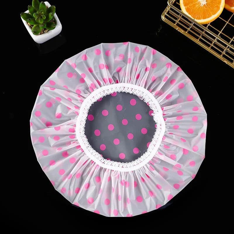 image-Waterproof Bath Hat Thickened Waterproof and Oil Fume Cap Women Spa Hair Salon Supplies Shower Cap Bathroom Caps Accessories