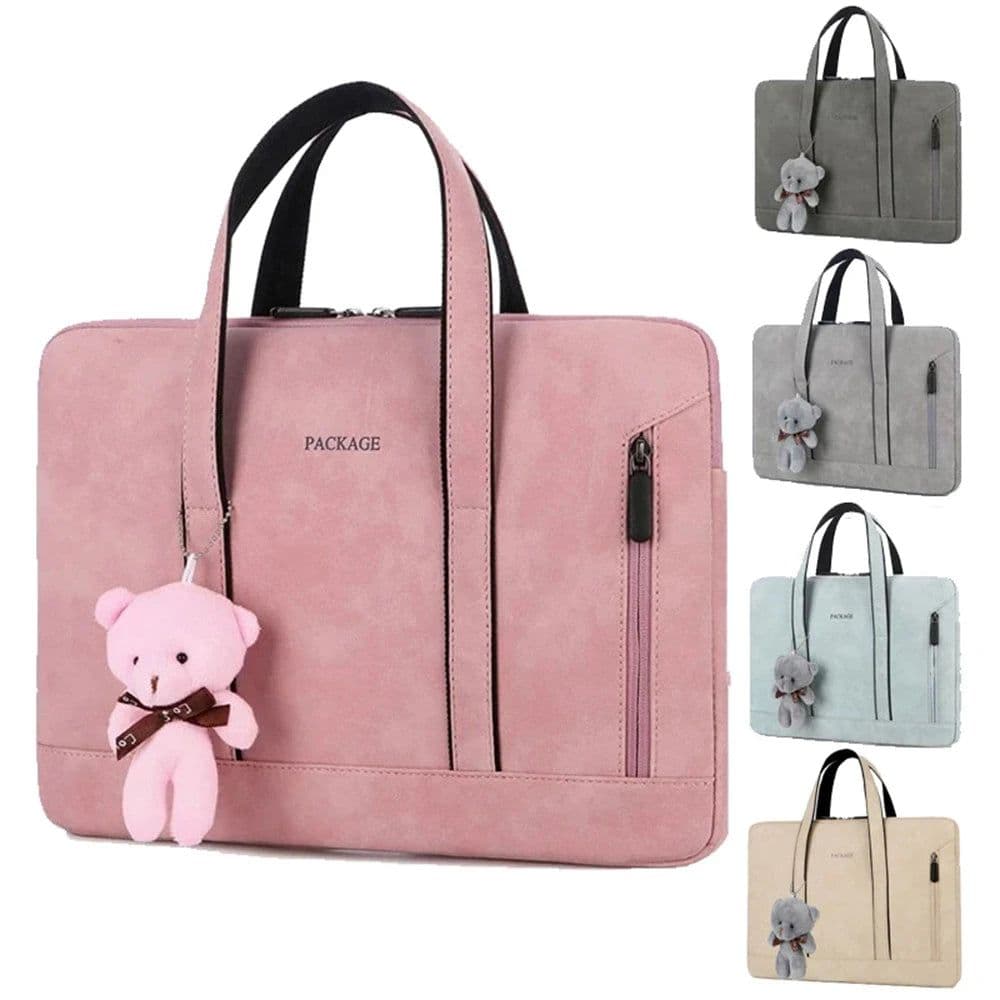 image-Laptop Bag 13 14 15 15.6 inch Handbag Women Notebook Bag For Macbook Air Pro 16 Case Xiaomi Asus PU Leather Luxury Computer Bag