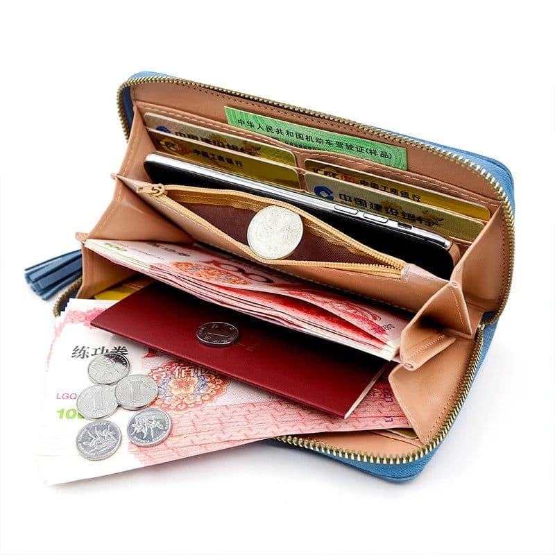 image-Zipper Money Coin Purse Women Card Holder Long PU Leather Clutch Wallet Large Capacity Lady Wristlet Phone HandBags Money Pocket