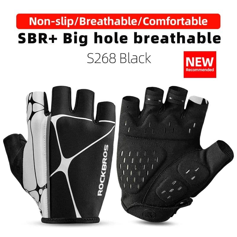 image-ROCKBROS Cycling Gloves Half Finger Shockproof Breathable MTB Road Bicycle Gloves Men Women Sports Wear Resistant Bike Equipment