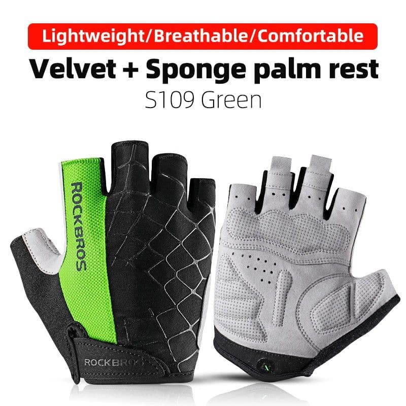 image-ROCKBROS Cycling Gloves Half Finger Shockproof Breathable MTB Road Bicycle Gloves Men Women Sports Wear Resistant Bike Equipment