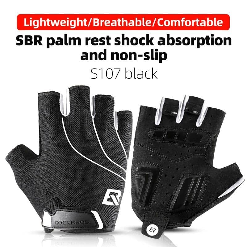image-ROCKBROS Cycling Gloves Half Finger Shockproof Breathable MTB Road Bicycle Gloves Men Women Sports Wear Resistant Bike Equipment