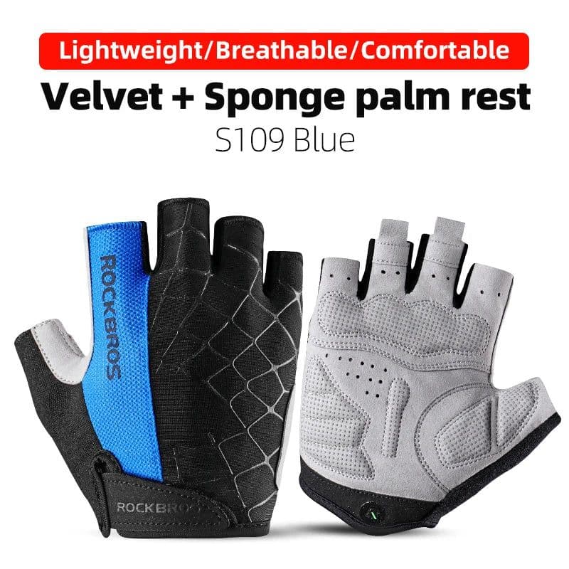image-ROCKBROS Cycling Gloves Half Finger Shockproof Breathable MTB Road Bicycle Gloves Men Women Sports Wear Resistant Bike Equipment