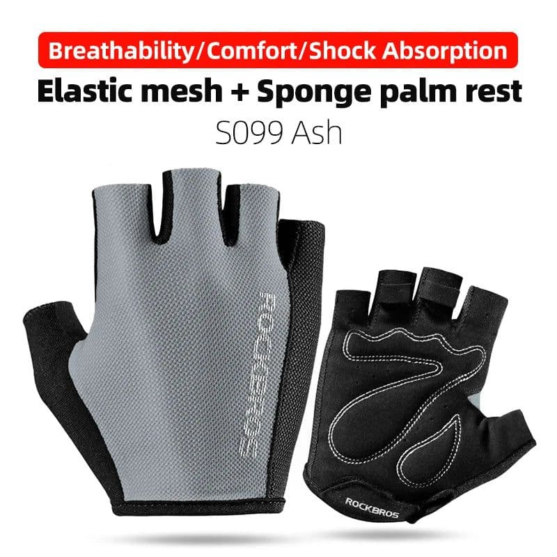 image-ROCKBROS Cycling Gloves Half Finger Shockproof Breathable MTB Road Bicycle Gloves Men Women Sports Wear Resistant Bike Equipment