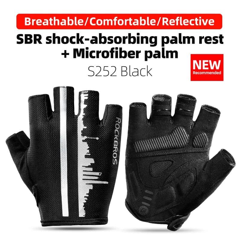 image-ROCKBROS Cycling Gloves Half Finger Shockproof Breathable MTB Road Bicycle Gloves Men Women Sports Wear Resistant Bike Equipment