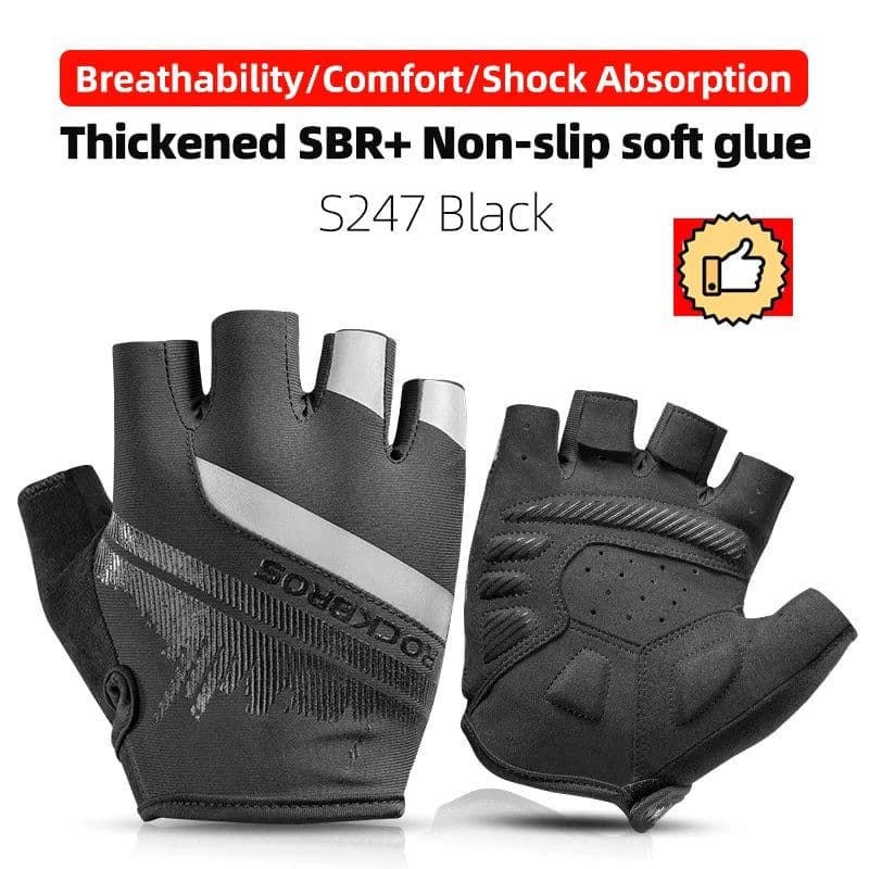 image-ROCKBROS Cycling Gloves Half Finger Shockproof Breathable MTB Road Bicycle Gloves Men Women Sports Wear Resistant Bike Equipment