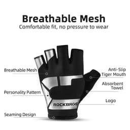 image-ROCKBROS Cycling Gloves Half Finger Shockproof Breathable MTB Road Bicycle Gloves Men Women Sports Wear Resistant Bike Equipment