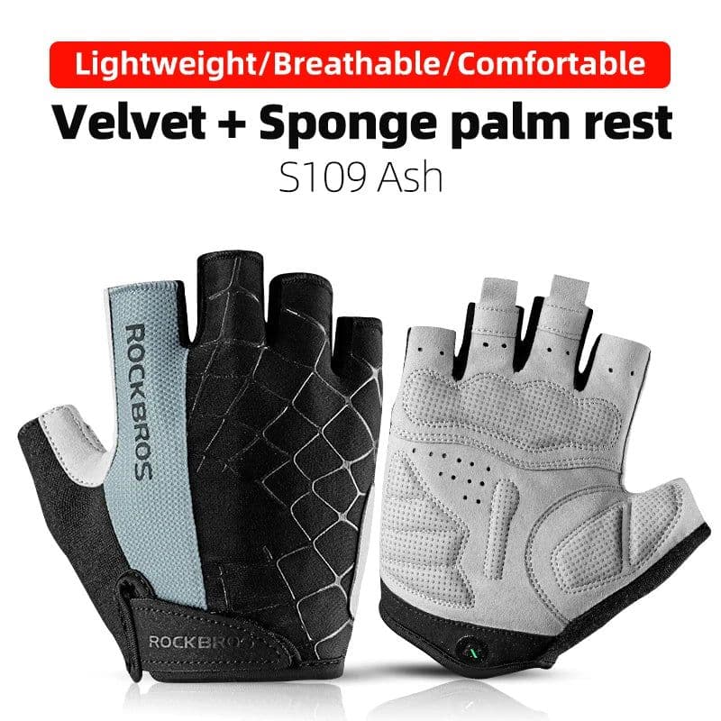 image-ROCKBROS Cycling Gloves Half Finger Shockproof Breathable MTB Road Bicycle Gloves Men Women Sports Wear Resistant Bike Equipment