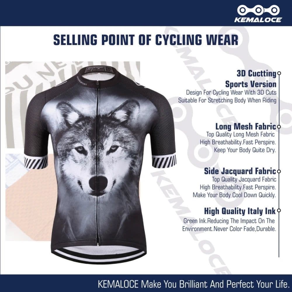 image-KEMALOCE Cycling Jersey 2022 Wolf Pro Unisex Cyclist Sport Original Summer Men Bike Wear Novelty 3D Printed Cycling Shirt Kits