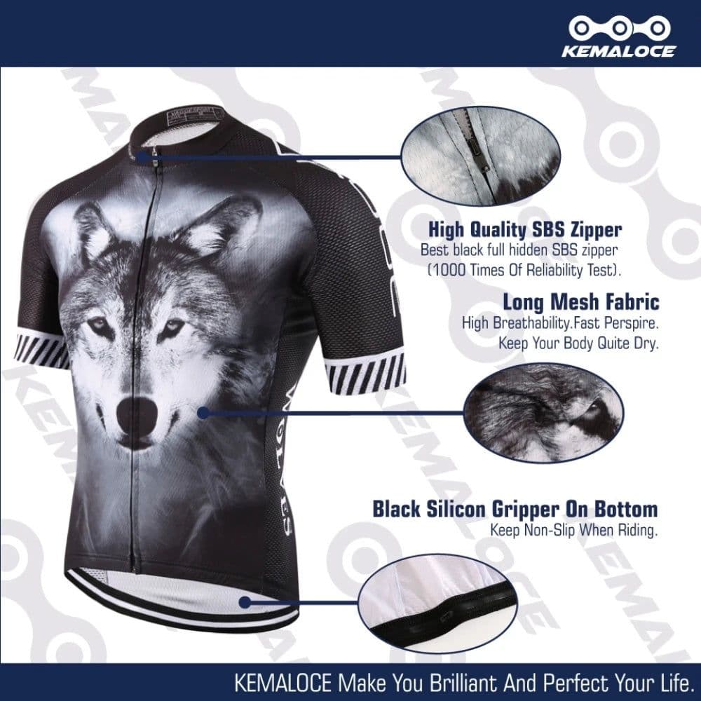 image-KEMALOCE Cycling Jersey 2022 Wolf Pro Unisex Cyclist Sport Original Summer Men Bike Wear Novelty 3D Printed Cycling Shirt Kits