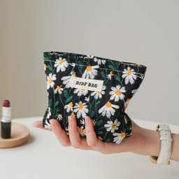 image-Blue and gold women's makeup bag, portable large-capacity storage bag, travel toiletry bag, canvas double-layer inner tank bag