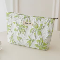 image-Blue and gold women's makeup bag, portable large-capacity storage bag, travel toiletry bag, canvas double-layer inner tank bag