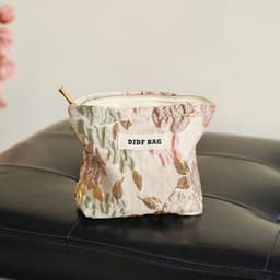 image-Blue and gold women's makeup bag, portable large-capacity storage bag, travel toiletry bag, canvas double-layer inner tank bag