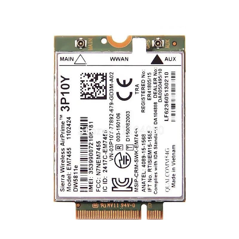 image-WDXUN dw5811e EM7455 LTE 4G NGFF Module DW5811E 3P10Y 300 M para E7270 E7470 E7370 E5570 Sem Fio FDD/TDD LTE Gobi6000 + ANTEN