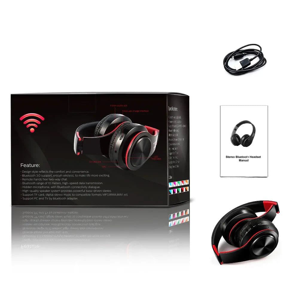 image-HIFI Stereo Earphones Bluetooth Headphone Music Headset FM and Support SD Card with Mic for Mobile Xiaomi Iphone Sumsamg Tablet