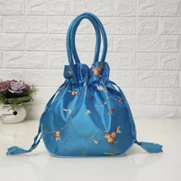 image-Retro Embroidery Silk Drawstring Handbags Women Purse Wallets Jewerly Packing Storage Bucket Bag Hanfu Accessories