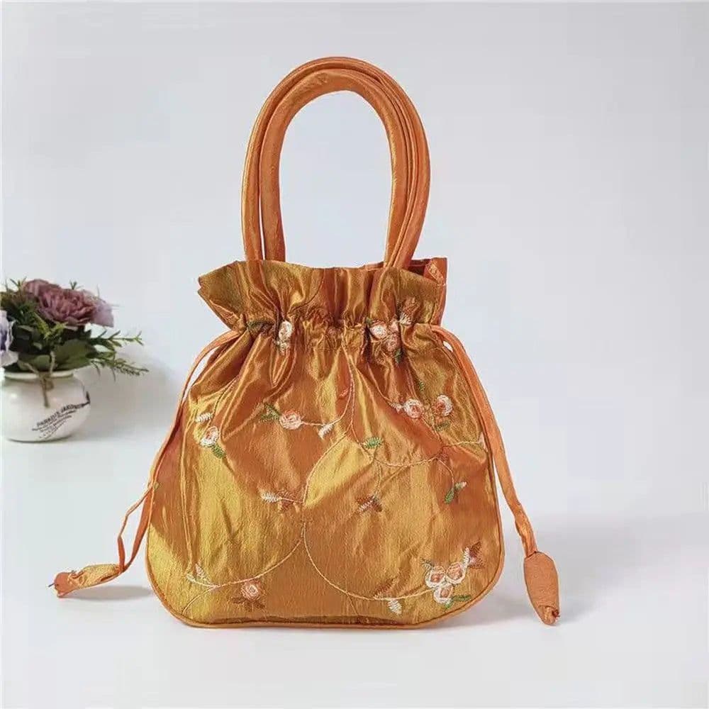 image-Retro Embroidery Silk Drawstring Handbags Women Purse Wallets Jewerly Packing Storage Bucket Bag Hanfu Accessories