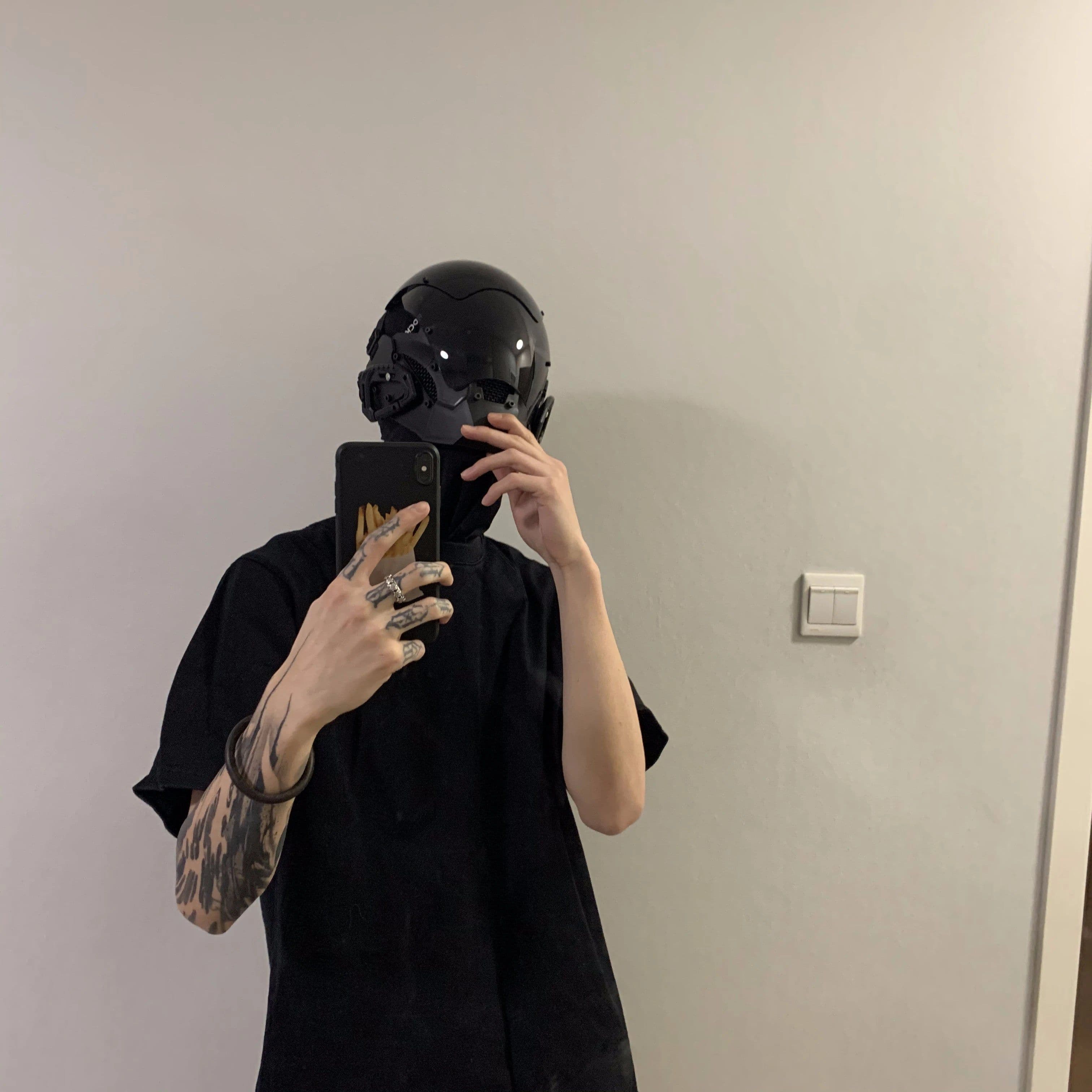 image-Cyberpunk Mask Diy Handmade Custom Personalized Cosplay Masks Mechanical Sci-fi Gear Fit for Dj Music Festiva Halloween