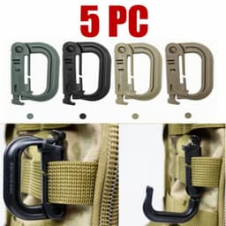 image-5PC Plasctic Shackle Carabiner D-ring Clip Molle Webbing Backpack Buckle Snap Lock Grimlock Multi Outdoor Hiking Camping Gear