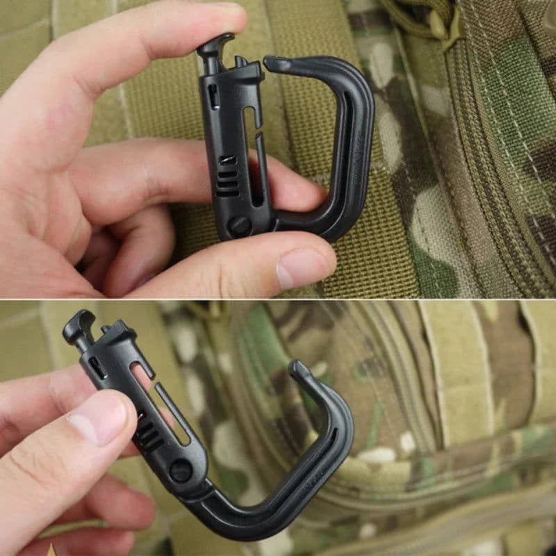 image-5PC Plasctic Shackle Carabiner D-ring Clip Molle Webbing Backpack Buckle Snap Lock Grimlock Multi Outdoor Hiking Camping Gear