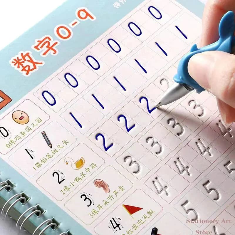 image-Reusable 3D Groove Learn English Copybook Calligraphy Handwriting Learn Math Draw Book Writing For Kid Pen Control Training Gift