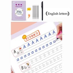 image-Reusable 3D Groove Learn English Copybook Calligraphy Handwriting Learn Math Draw Book Writing For Kid Pen Control Training Gift