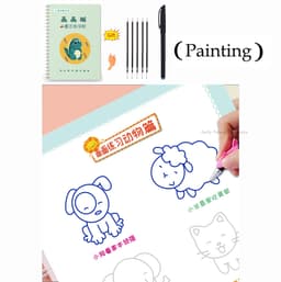 image-Reusable 3D Groove Learn English Copybook Calligraphy Handwriting Learn Math Draw Book Writing For Kid Pen Control Training Gift