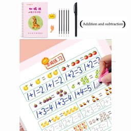 image-Reusable 3D Groove Learn English Copybook Calligraphy Handwriting Learn Math Draw Book Writing For Kid Pen Control Training Gift