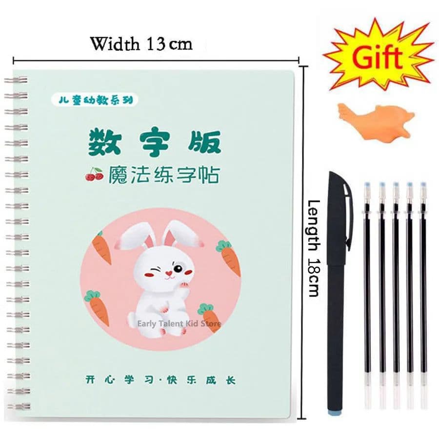 image-Reusable 3D Groove Learn English Copybook Calligraphy Handwriting Learn Math Draw Book Writing For Kid Pen Control Training Gift