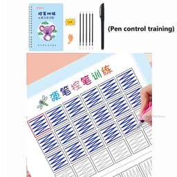 image-Reusable 3D Groove Learn English Copybook Calligraphy Handwriting Learn Math Draw Book Writing For Kid Pen Control Training Gift