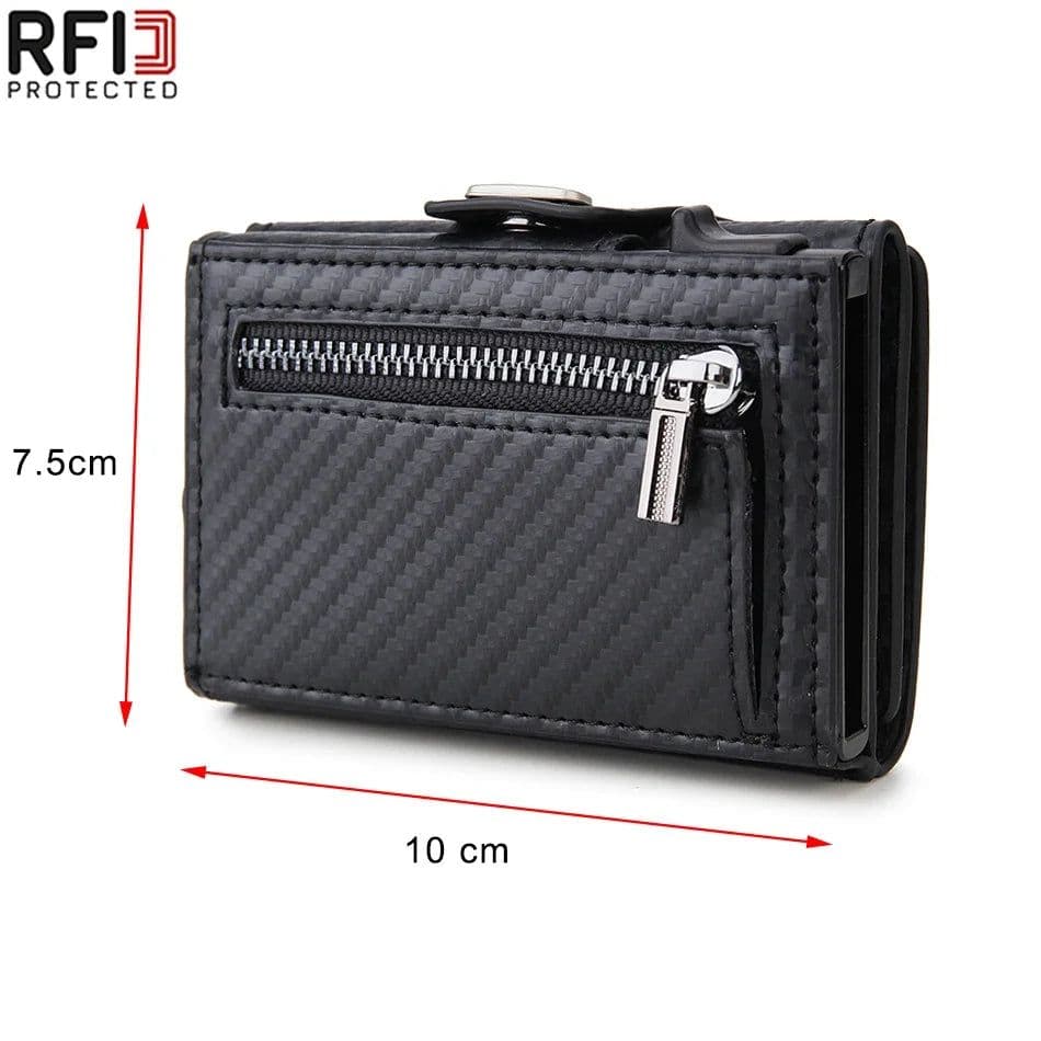 image-Rfid Carbon Fiber Card Holder Men Wallets Slim Thin Coin Pocket id Bank Credit Cardholder Case Aluminum Minimalist Smart Wallet