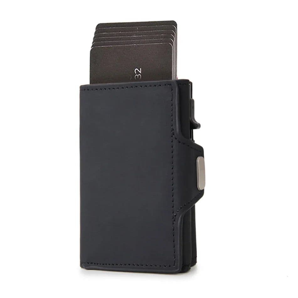 image-Rfid Carbon Fiber Card Holder Men Wallets Slim Thin Coin Pocket id Bank Credit Cardholder Case Aluminum Minimalist Smart Wallet