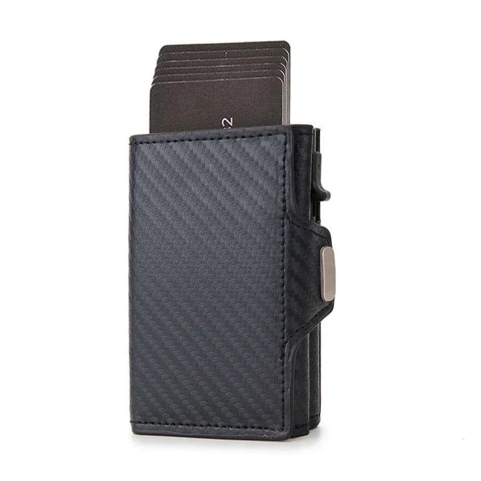 image-Rfid Carbon Fiber Card Holder Men Wallets Slim Thin Coin Pocket id Bank Credit Cardholder Case Aluminum Minimalist Smart Wallet