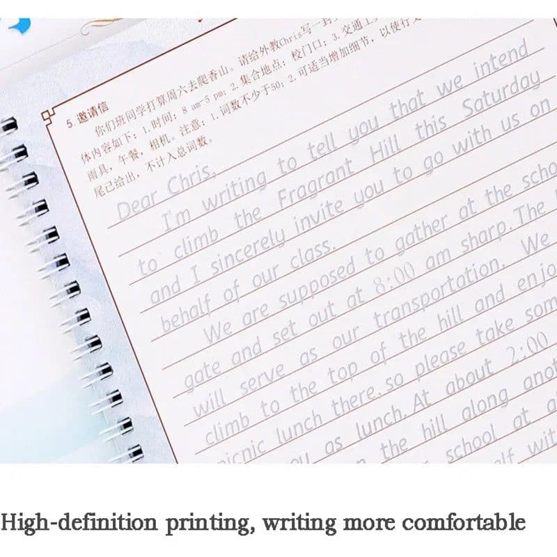 image-3 Books/Set English Italic Groove Practice Copybook Handwriting Practice Book English Calligraphy Alphabet Word Reusable Book