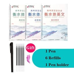 image-3 Books/Set English Italic Groove Practice Copybook Handwriting Practice Book English Calligraphy Alphabet Word Reusable Book