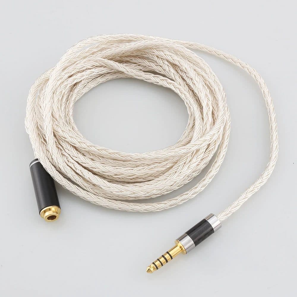 image-High Quality16 Core OCC Silver Plated Headphone Earphone Extension Cable For xlr 2.5mm 3.5mm 6.5mm 4.4mm male to 4.4mm female
