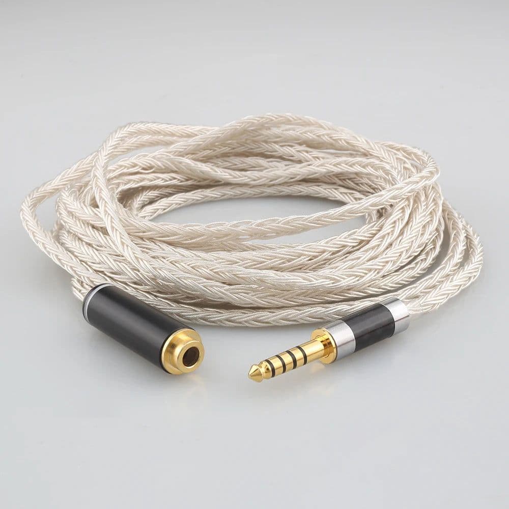 image-High Quality16 Core OCC Silver Plated Headphone Earphone Extension Cable For xlr 2.5mm 3.5mm 6.5mm 4.4mm male to 4.4mm female