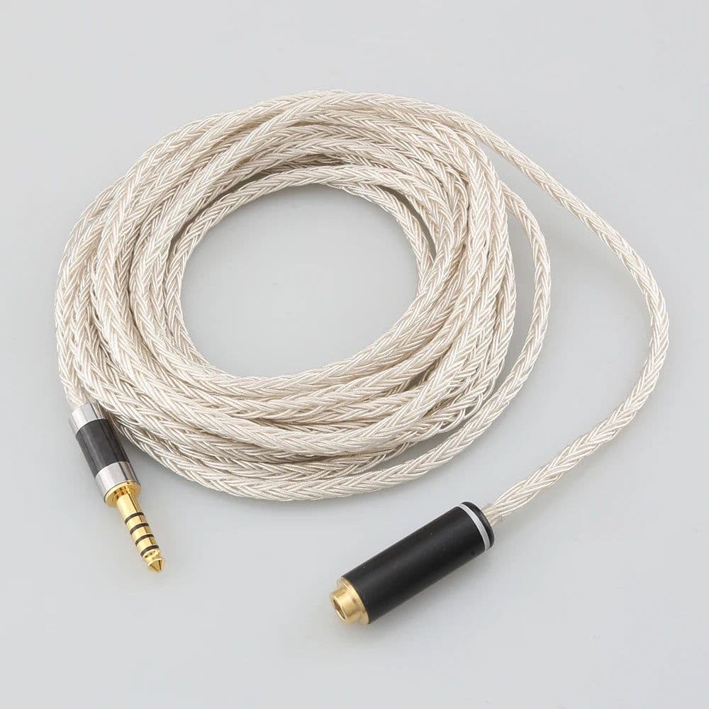 image-High Quality16 Core OCC Silver Plated Headphone Earphone Extension Cable For xlr 2.5mm 3.5mm 6.5mm 4.4mm male to 4.4mm female