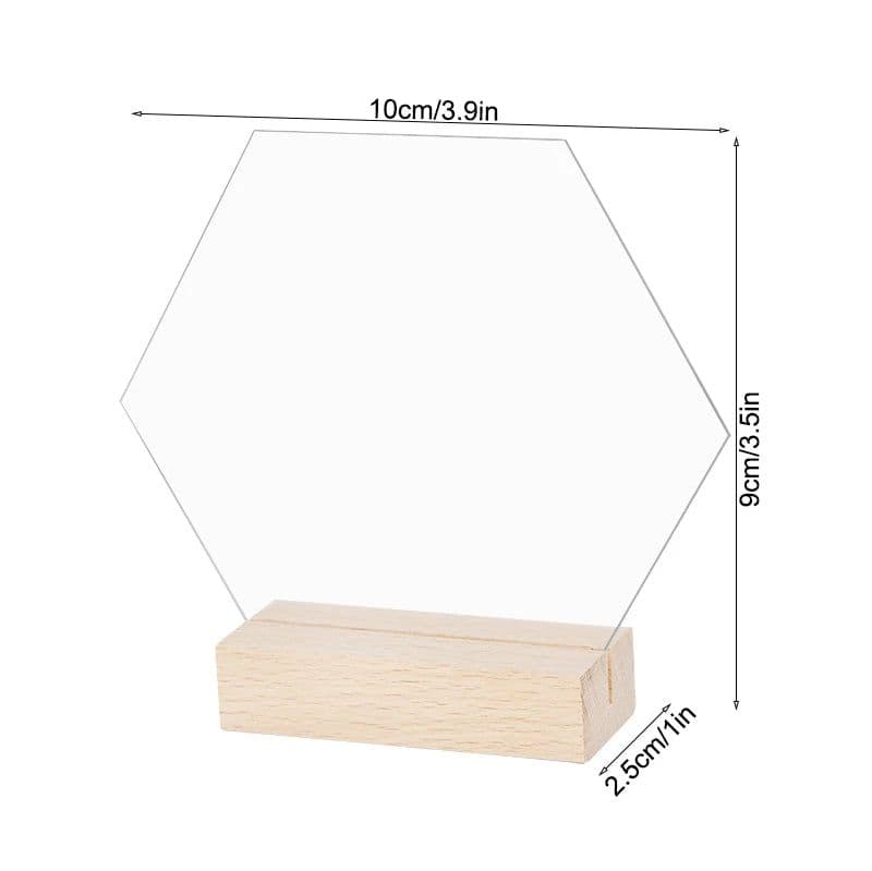 image-10Pcs Acrylic Wedding Table Number Sign DIY Blank Clear Display Signs with Wooden Base for Wedding Party Event Table Decoration