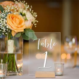 image-10Pcs Acrylic Wedding Table Number Sign DIY Blank Clear Display Signs with Wooden Base for Wedding Party Event Table Decoration