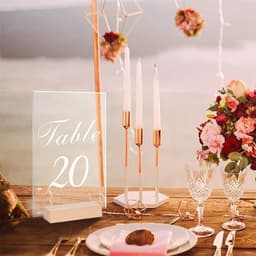 image-10Pcs Acrylic Wedding Table Number Sign DIY Blank Clear Display Signs with Wooden Base for Wedding Party Event Table Decoration