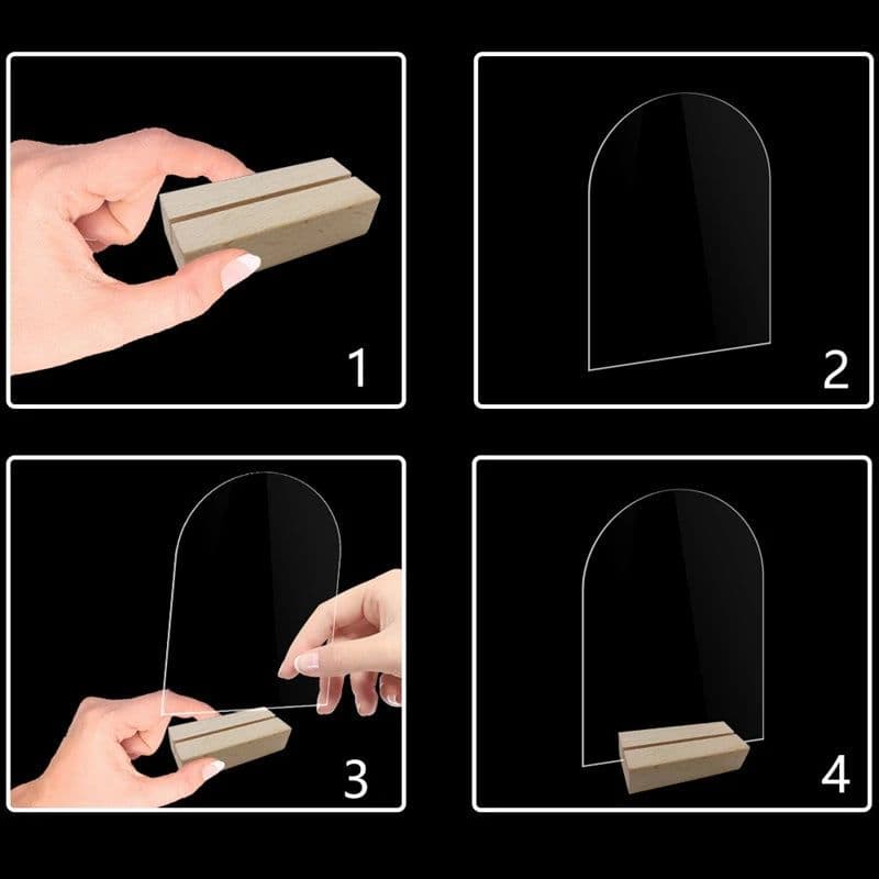 image-10Pcs Acrylic Wedding Table Number Sign DIY Blank Clear Display Signs with Wooden Base for Wedding Party Event Table Decoration