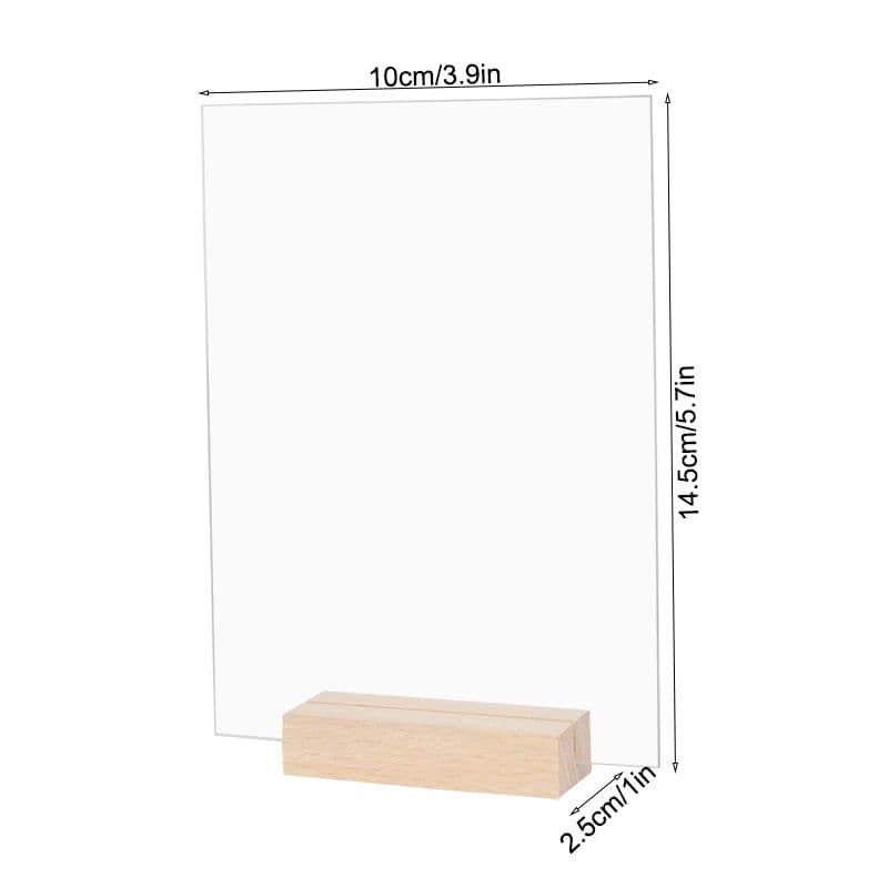 image-10Pcs Acrylic Wedding Table Number Sign DIY Blank Clear Display Signs with Wooden Base for Wedding Party Event Table Decoration
