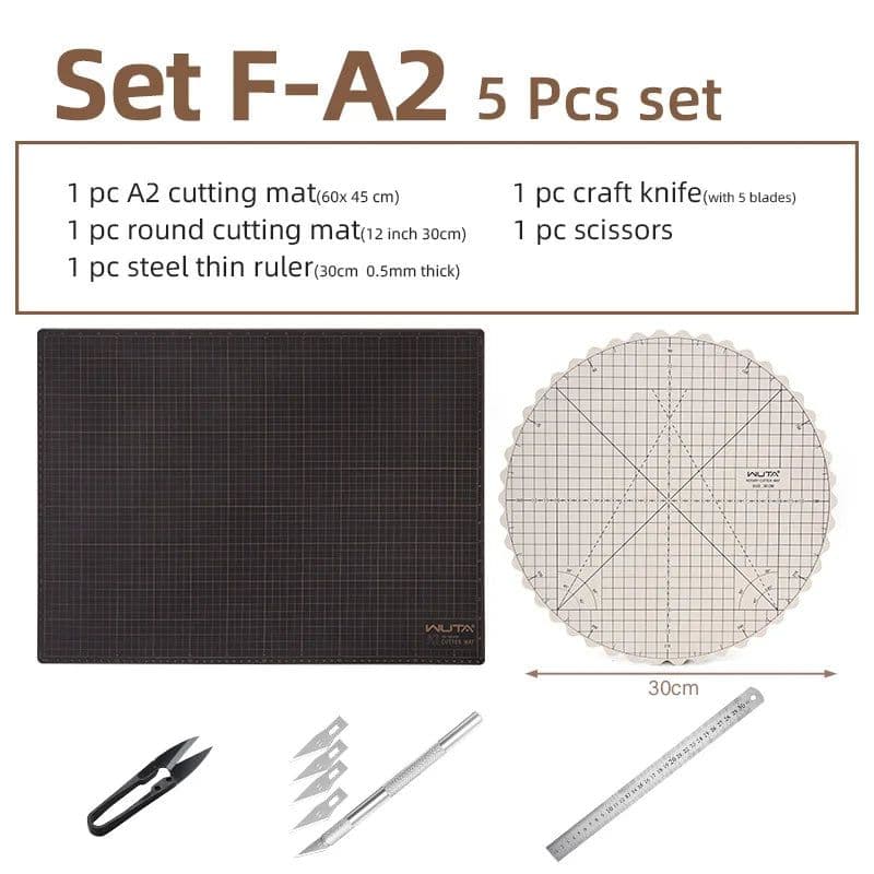 image-WUTA New Fabric Cutting Mat, Leather Cutting Board A1 A2 A3 A4 A5 Professional Self Healing Quality Double-Sided Craft Tool Set