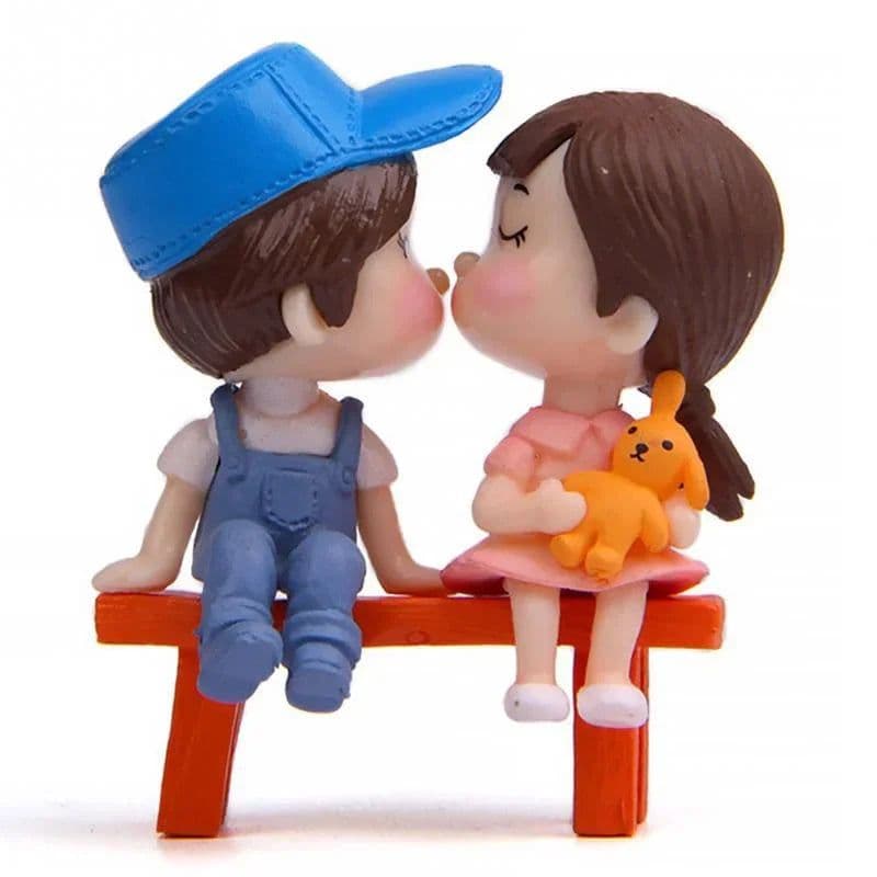 image-Mini Stool Couples Dolls Fairy Garden Miniatures Decor DIY Micro Landscape
