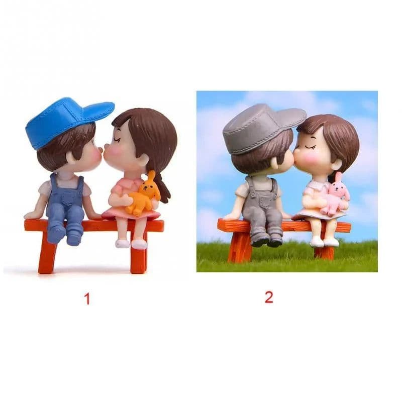 image-Mini Stool Couples Dolls Fairy Garden Miniatures Decor DIY Micro Landscape